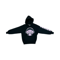 SNACKZ CHARACTER FACE HOODIE - BLACK AND PINK
